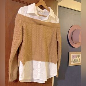 NWOT: Flat White for Anthropologie Twofer Collared Sweater (Retail $188)